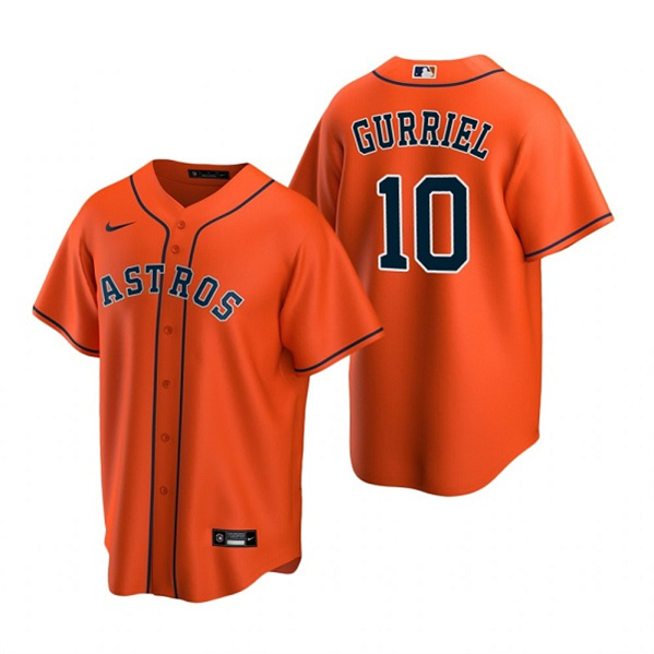 Men's Houston Astros #10 Yuli Gurriel Orange Cool Base Stitched Jersey